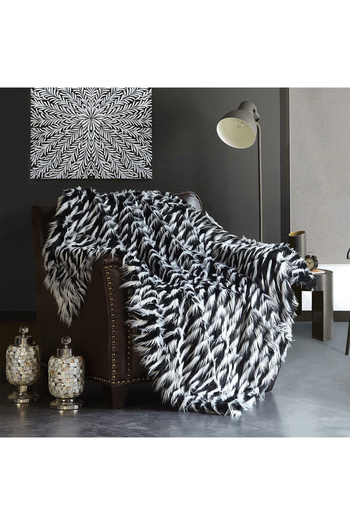 Nazaire Contemporary Faux Fur Decorative Throw Blanket 50 x 60 